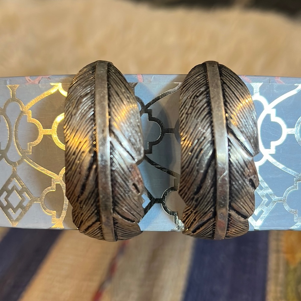 Silver Feather Hoop Earrings